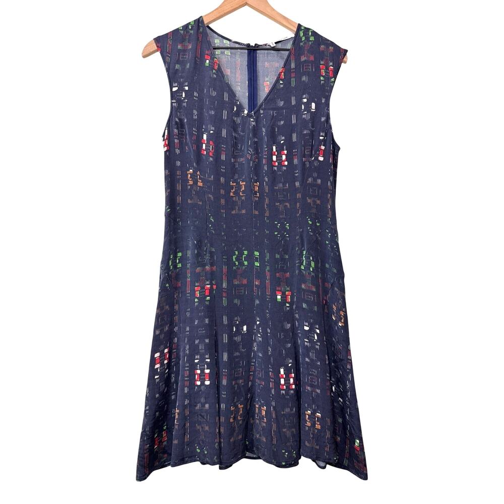 DEREK LAM 10 Crosby Silk Dress‎ Women's S Business Casual Sleeveless Navy Blue